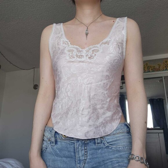 Vintage 90s light pink and white coquette princess lace lingerie top - Picture 16 of 16